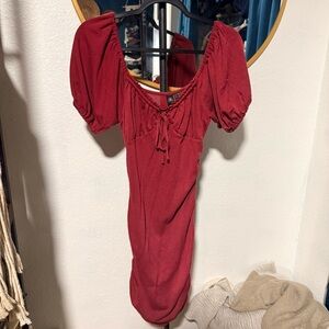 Volcom Red Puff Sleeve Dress